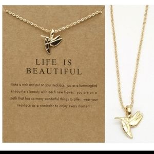 Life is Beautiful Necklace Hummingbird